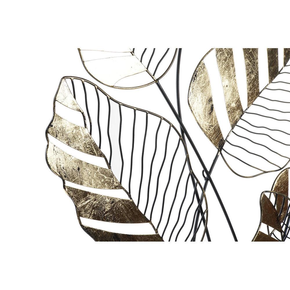 Wanddekoration DKD Home Decor Schwarz Goldenes Blatt einer Pflanze 77 x 2,5 x 103 cm