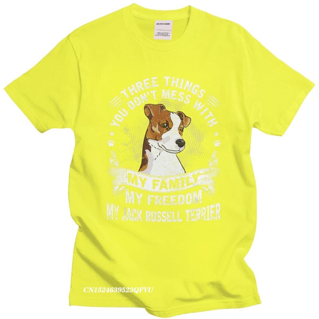 Retro Jack Russell Terrier Tshirt Three Things You Dont Mess With Oversized Cotton TShirt Aesthetic Dog Owner Camisa Tee Shirt