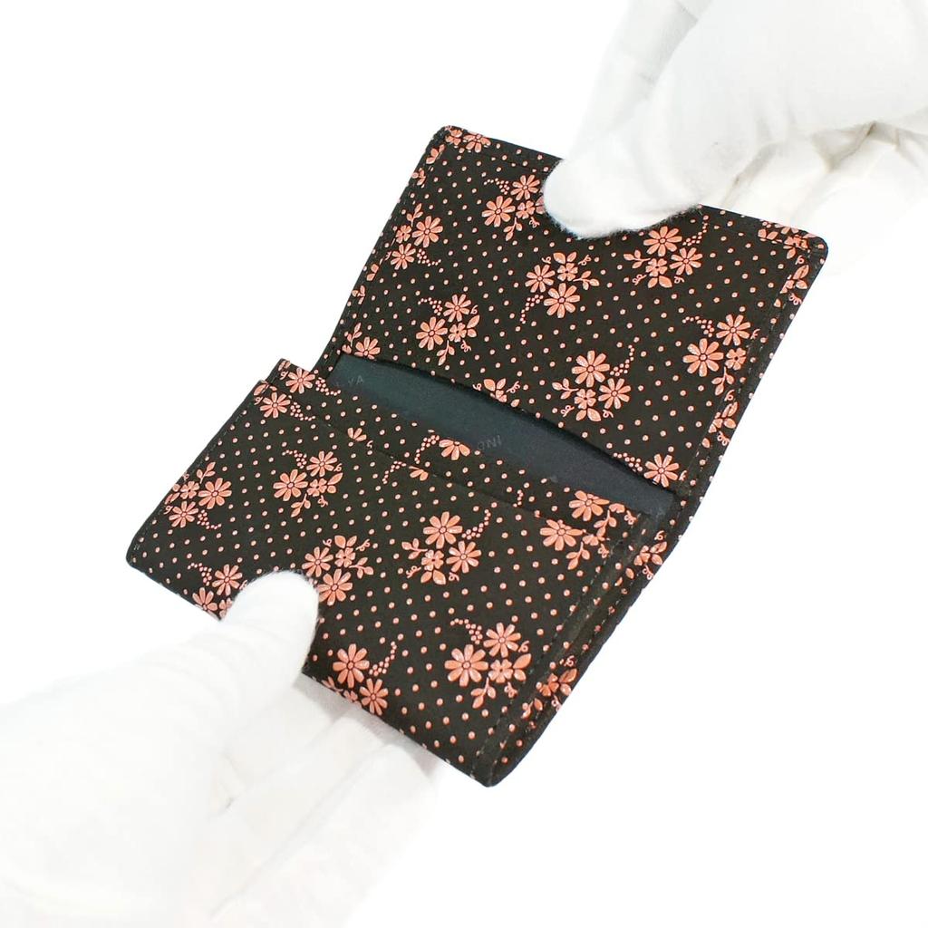 Indenya Inden Business Card Case, Large Capacity, Deerskin Leather, Black with Pink Lacquer, Cosmos Pattern, 2501-51-175