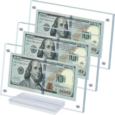 1/2pcs Dollar Bill Commemorative Coins Picture Frame Holder with Base Sturdy Clear Acrylic Display Home Desk Display Collection
