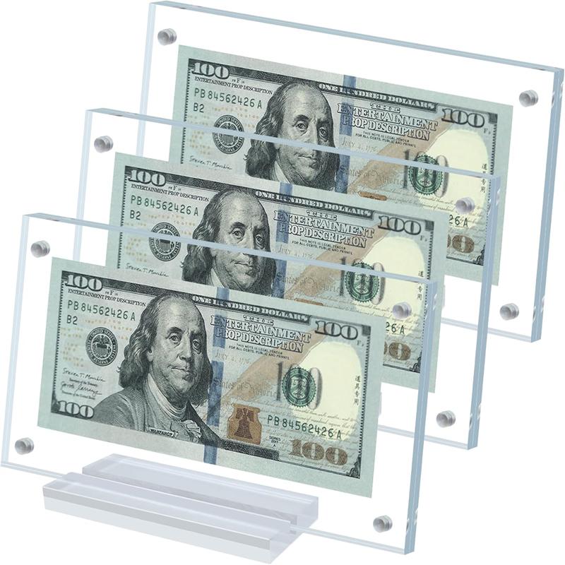 1/2pcs Dollar Bill Commemorative Coins Picture Frame Holder with Base Sturdy Clear Acrylic Display Home Desk Display Collection