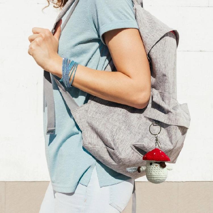 Unique Mushroom Shaped Keychain Crochet Doll Pendant Keyring Handmade Amigurumi Stylish Soft Cotton Yarn Accessory