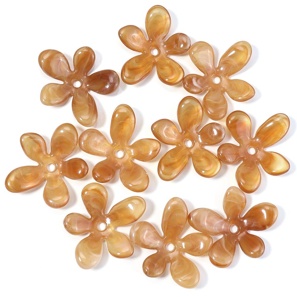 10Pcs Irregular Flower Acrylic Beads Dual Color Flower Spacer Beads Charms Bead Caps For Jewelry Making Diy Bracelet Necklace