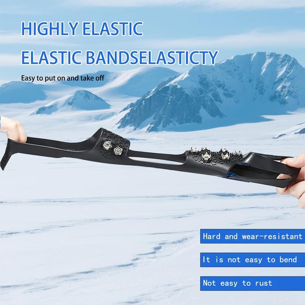 10-Toe Crampons, Heavy-Duty Ice Cleats with Anti-Slip Traction, Steel Studs Traction Cleats for Hiking, Ice Climbing, Hunting, Running, Winter Walking