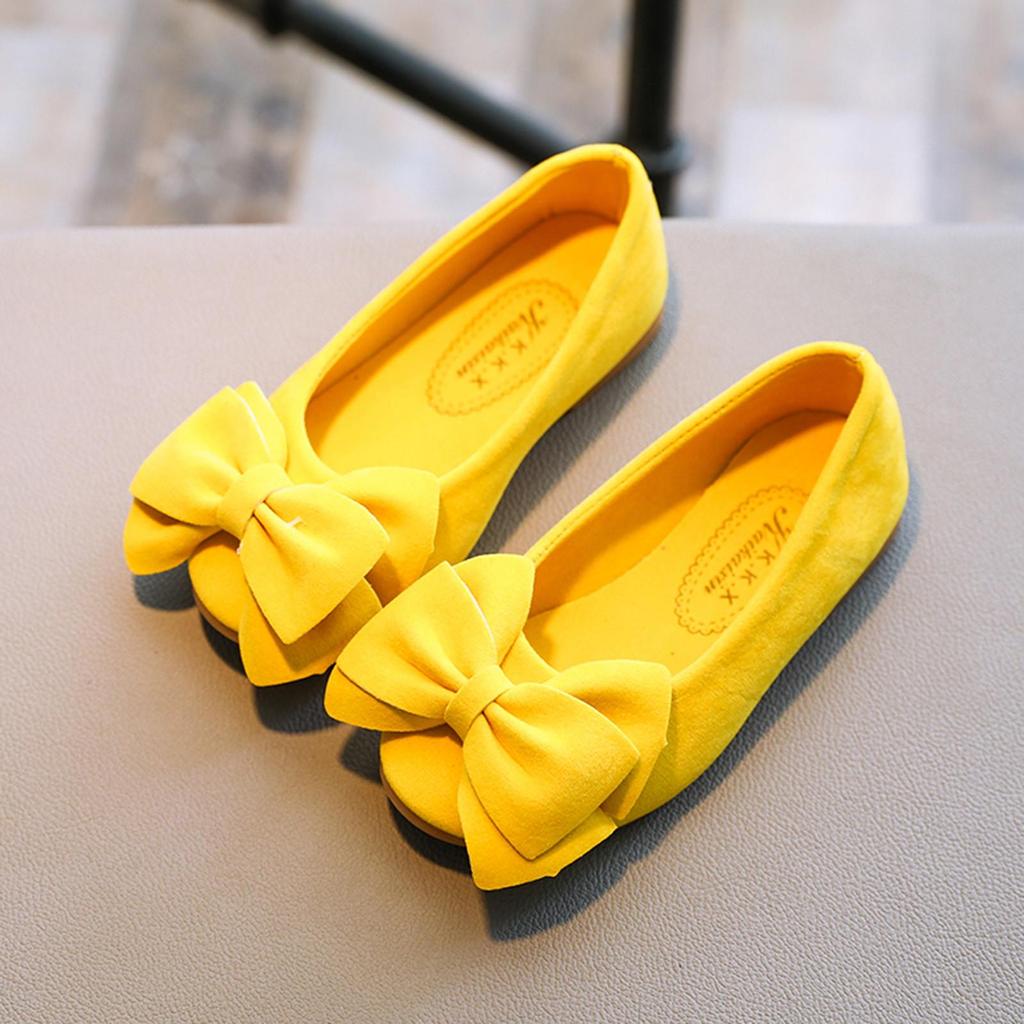 Children Kid Baby Girls Solid Bowknot Student Single Soft Dance Princess Shoes