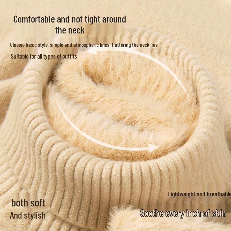 MINISO Men's Soft Fleece Lined Turtleneck Sweater