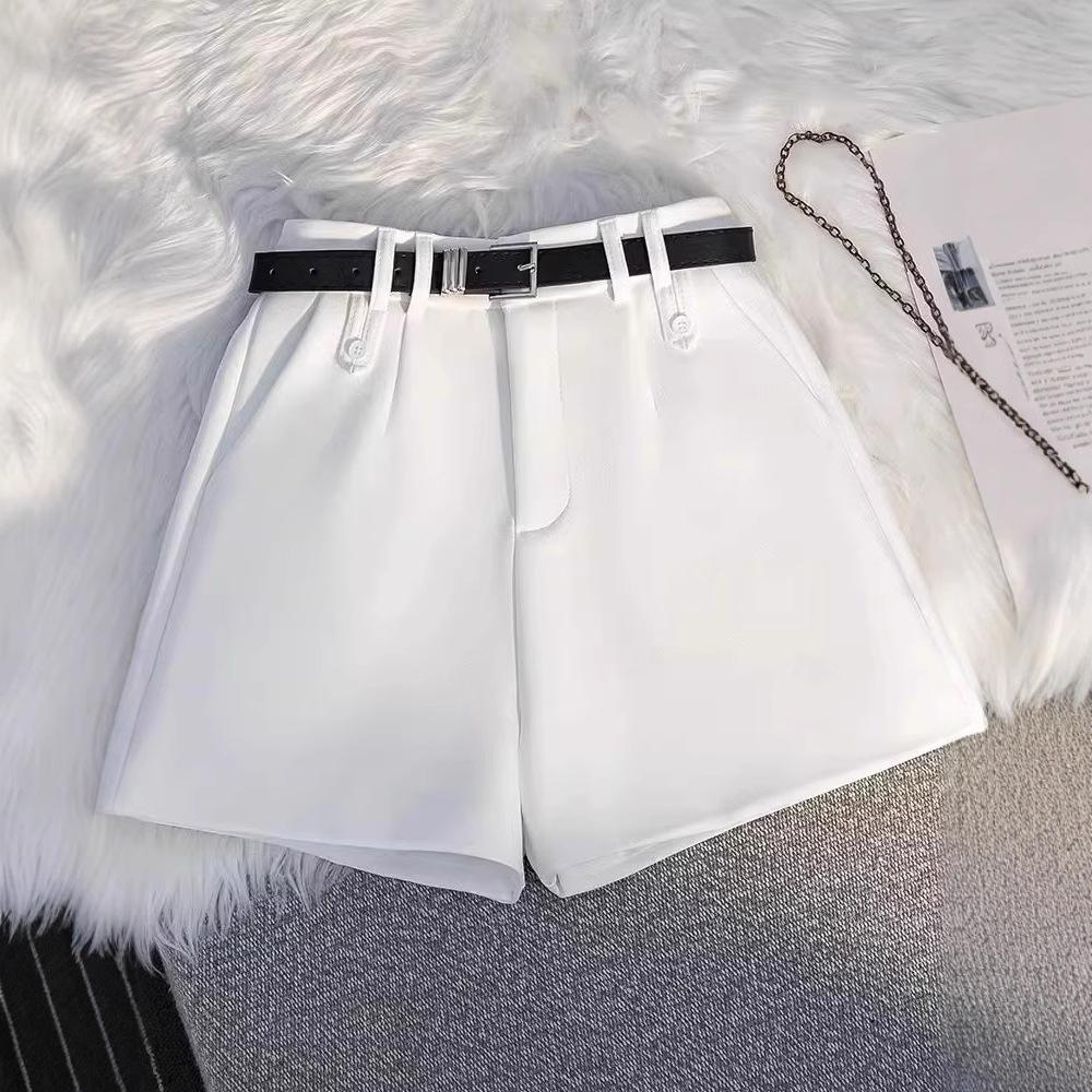 Women's Summer Grey High-Waisted A-Line Shorts 2025 - Loose Wide-Leg Casual Trousers