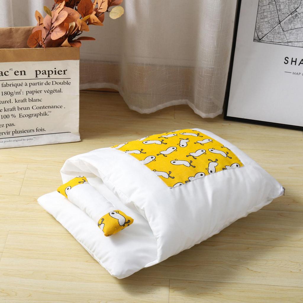 Cat Sleeping Bag Pet Cave Bed Self Warming Mat House with Pillow for Indoor Cats & Small Dog Detachable Easy to Clean