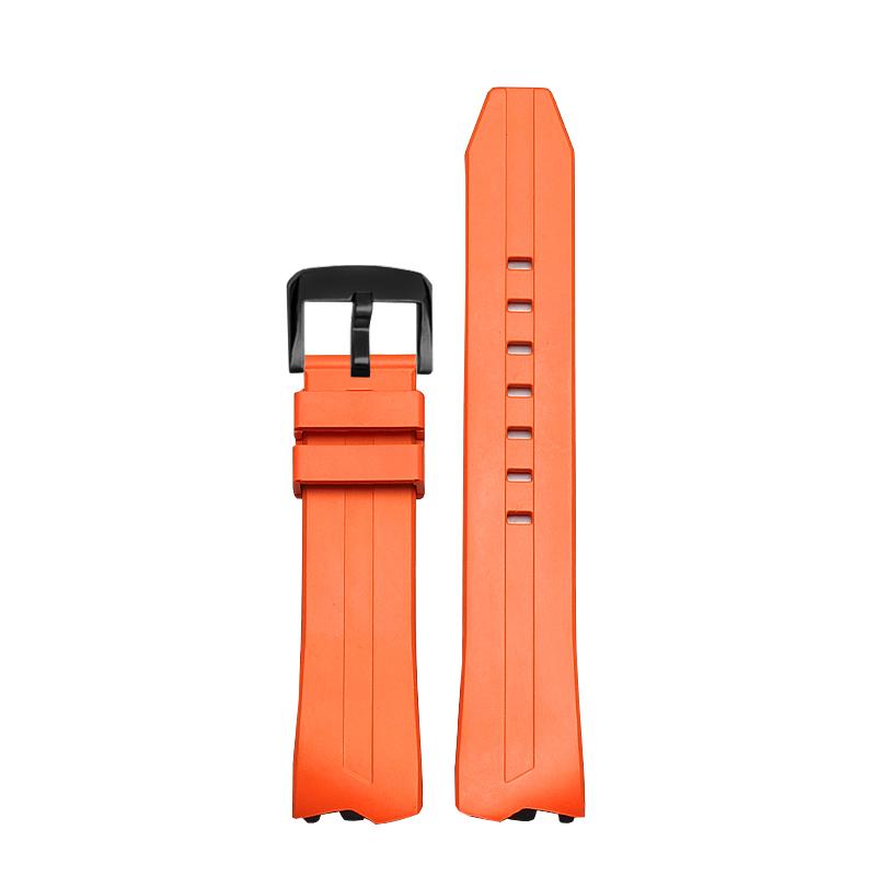 20mm Rubber Watchband For Hamilton Elvis 80th Anniversary H245850 H245550 H24585331 Concave-convex Waterproof Strap Black Orange