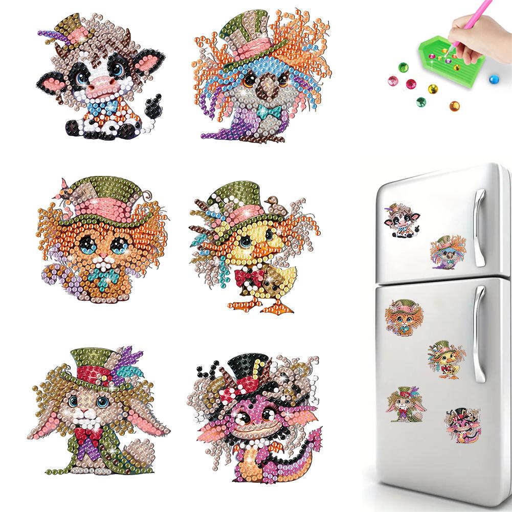 6Pcs Acrylic Special Shape Owl Fridge Stickers Diamond Art Fridge Magnet Diamond Painting Fridge Magnet for Fridge Whiteboards