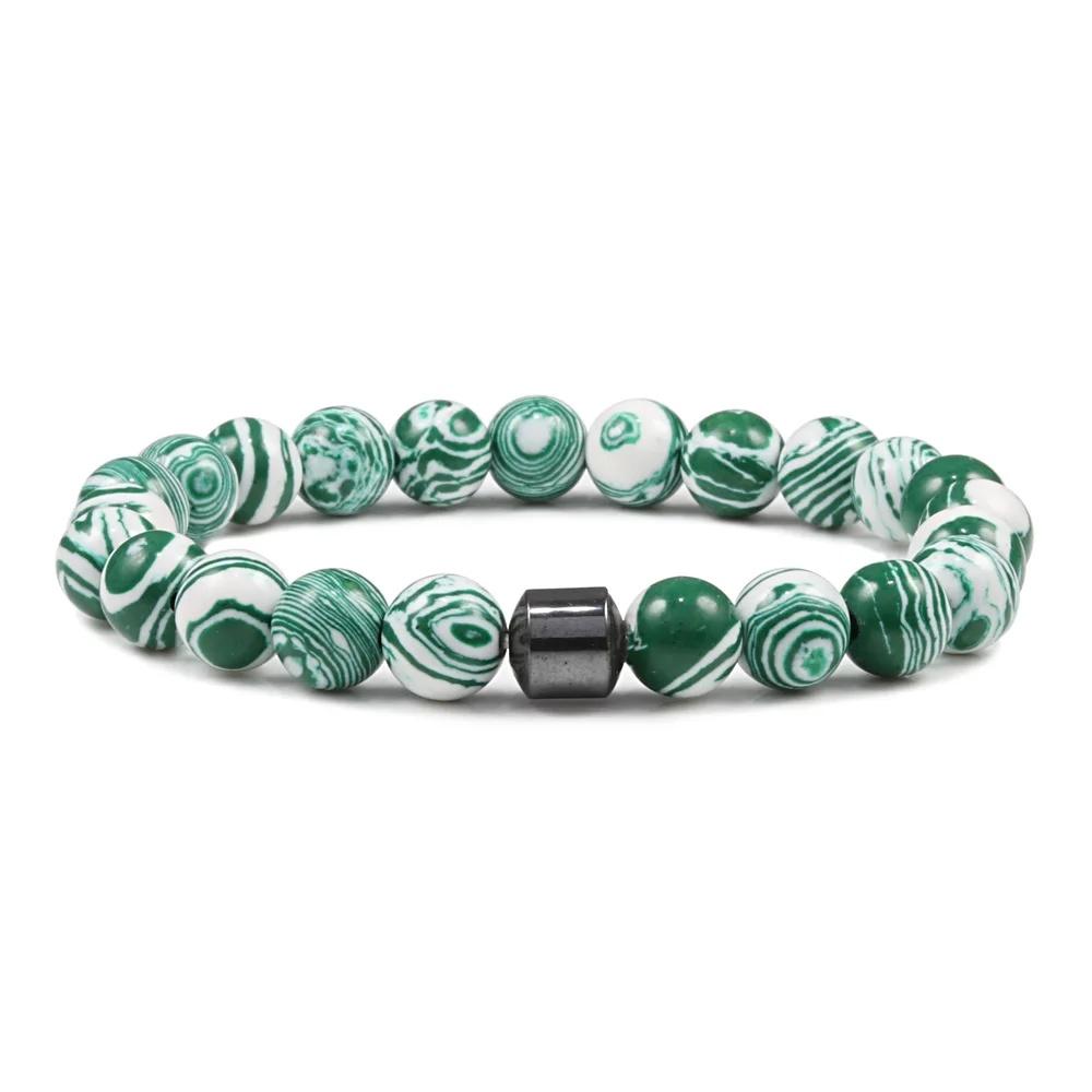 Malachiet Kralen Armband Cilinder Natuursteen Armbanden Hoge Kwaliteit Energie Armband Klassieke Strand Sieraden Pulsera