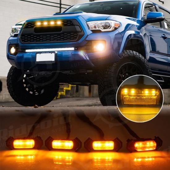 4x Комплект светодиодных янтарных габаритных огней в стиле Raptor для Toyota Tacoma TRD Pro 2016-
