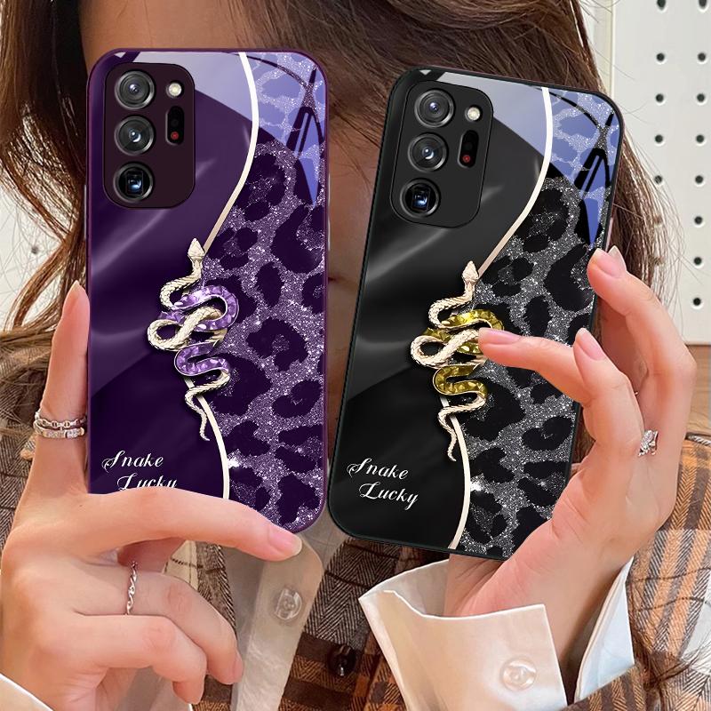 Gefleckte Schlange Rosa Für Samsung Galaxy Note 8 9 10 PRO 20 Ultra A01 02 03 Core 04E 4G 12 13 5G Gehärtetes Glas Handyhülle