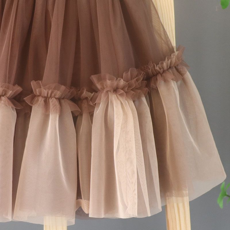 Girls' Autumn Mesh Half Skirt with Contrasting Color Splicing Super Fairy Half Skirt