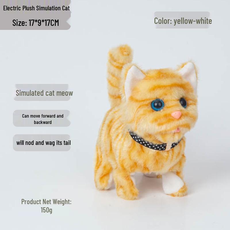 

Реалистичная электрическая плюшевая игрушка-кошка - Мяукает, виляет хвостом и кивает для детей