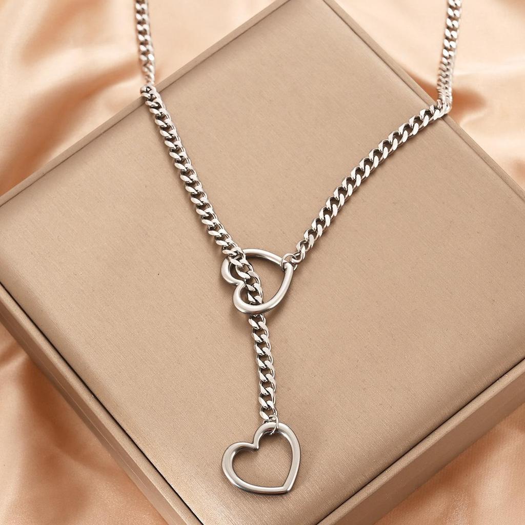 Stylish Heart Ring Punk Rock Long Chain Necklace for Women