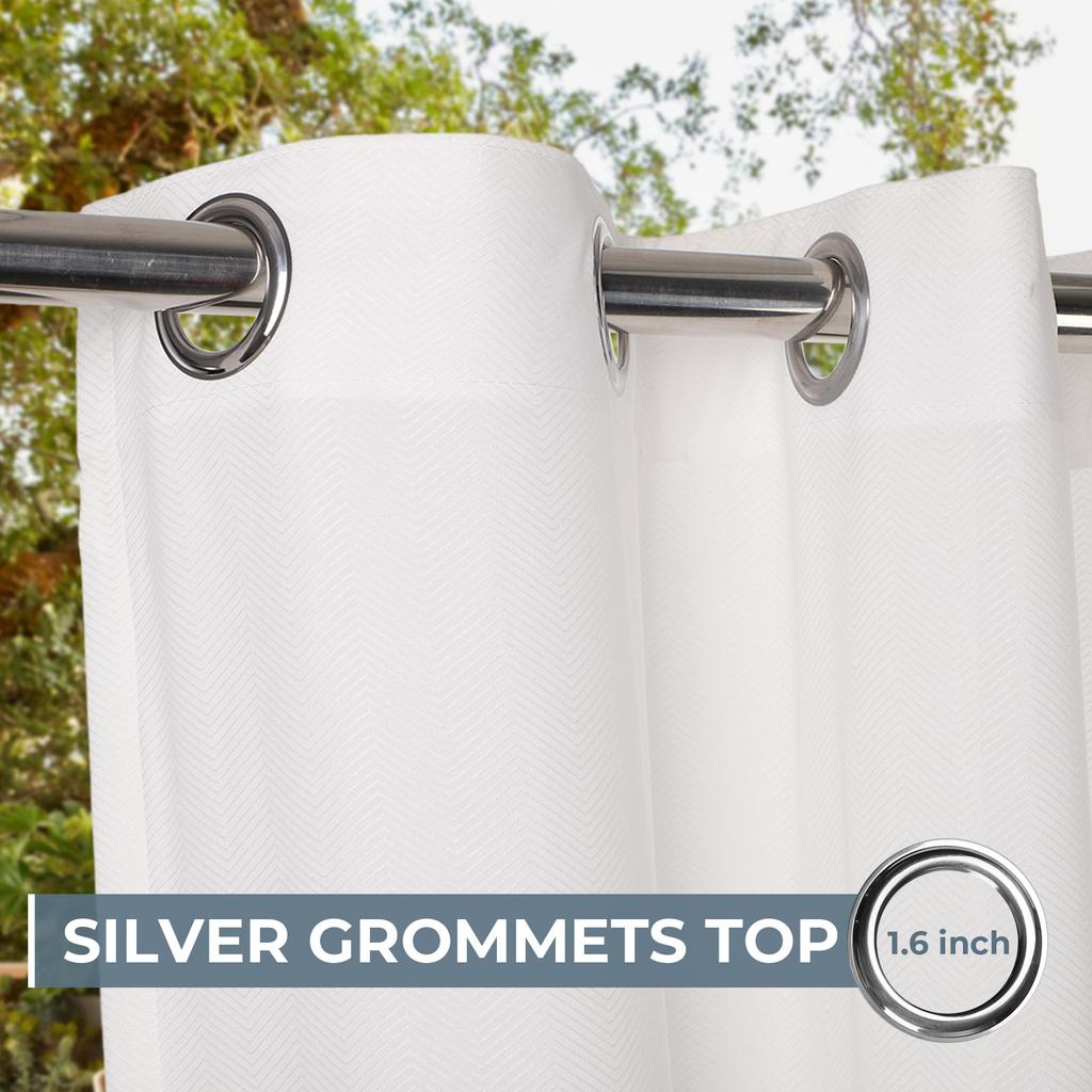 2 Panels Outdoor Sheer Curtain Patio Waterproof UV Geometric Voile Drapes Rod Pocket Blocking Privacy Curtain for Gazebo Porch