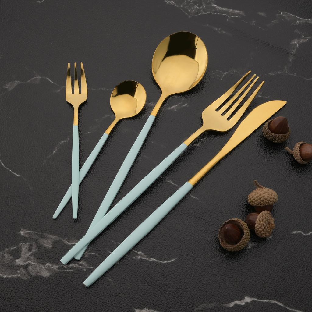 Sada příborů 30 ks Sada příborů pro 6 duhových barev Sada příborů z nerezové oceli Nůž Vidlička Lžíce Sada nádobí Sada rodinného nádobí