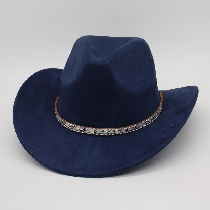 White Leather Textured Tibetan Woolen Hat Men'S And Women'S Wide-Brimmed American Top Hat Western Cowboy Hat Jackson Jazz Hat
