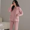 Pajamas Women's Spring and Autumn Pure Cotton Long-sleeved Autumn and Winter Air Cotton Interlayer Winter Mother Thin Padded Loungewear