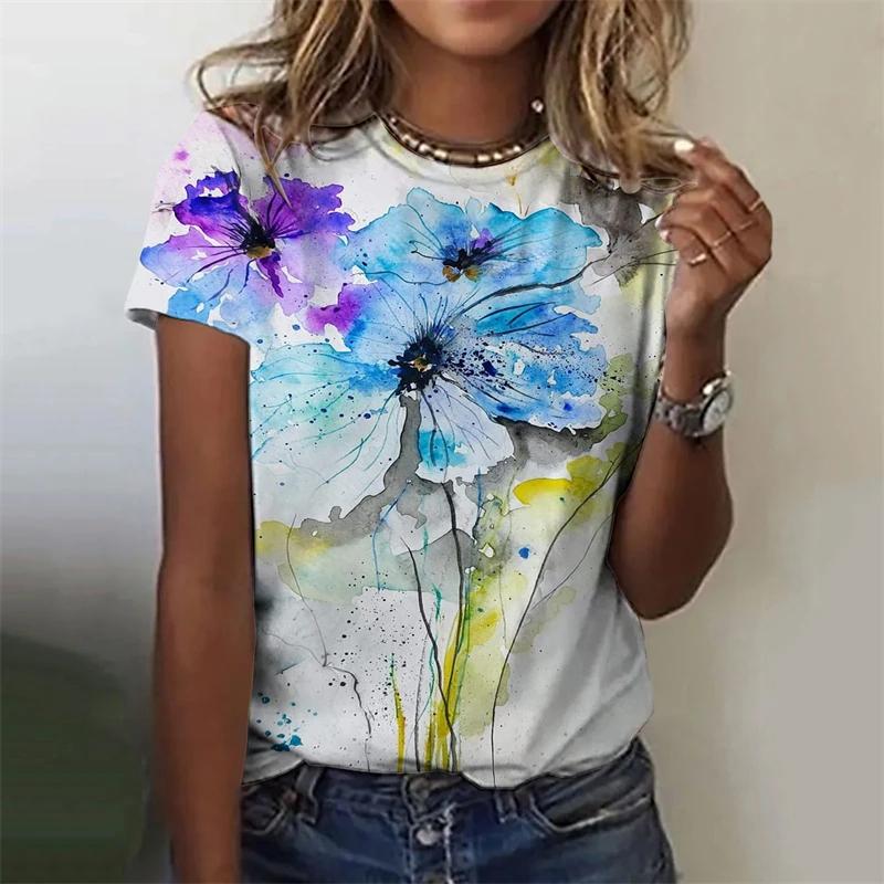 

Women s printed round neck short sleeved T-shirt 6XL