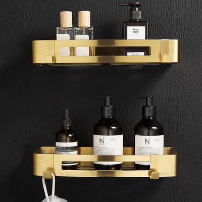 Tuqiu Bathroom Shelf Wall Mounted Bathroom Storage Organizer Holder Corner Shelf Brushed Gold Stainless Steel Bath Shower Shelf