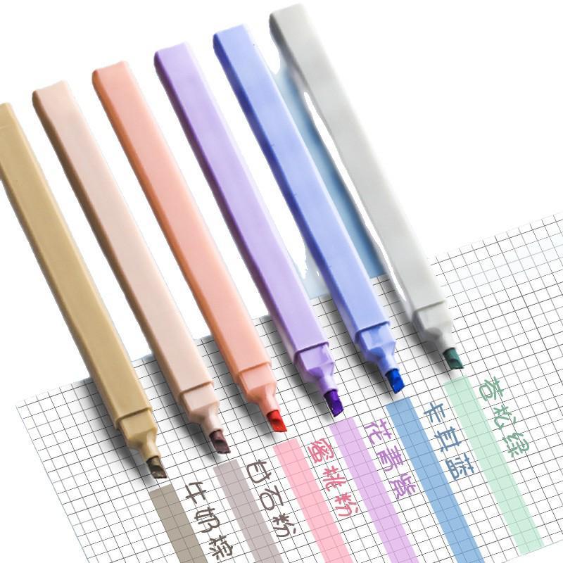 Morandi Eye-Protecting Macaron Color Highlighter Pen for Students