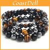 Tiger Eye Natural Stone Beaded Bracelet With Electroplated Finish For Unisex Gift Giving