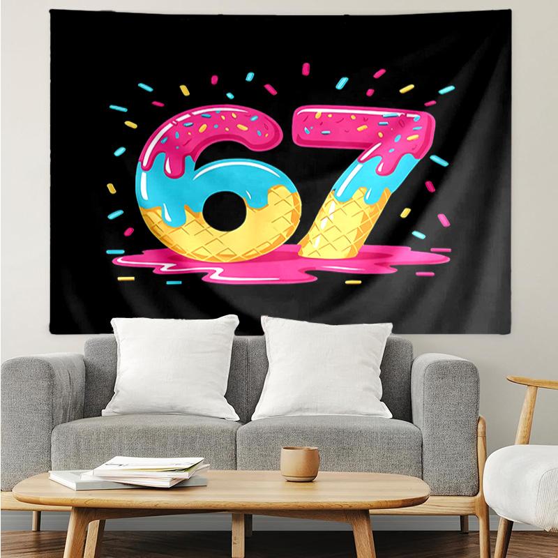 Energy Number 67 Design Tapestry Hanging for Bedroom,Livingroom, Playroom,Decor Art Room Wall Tapestry Holiday and Birthday Gifts