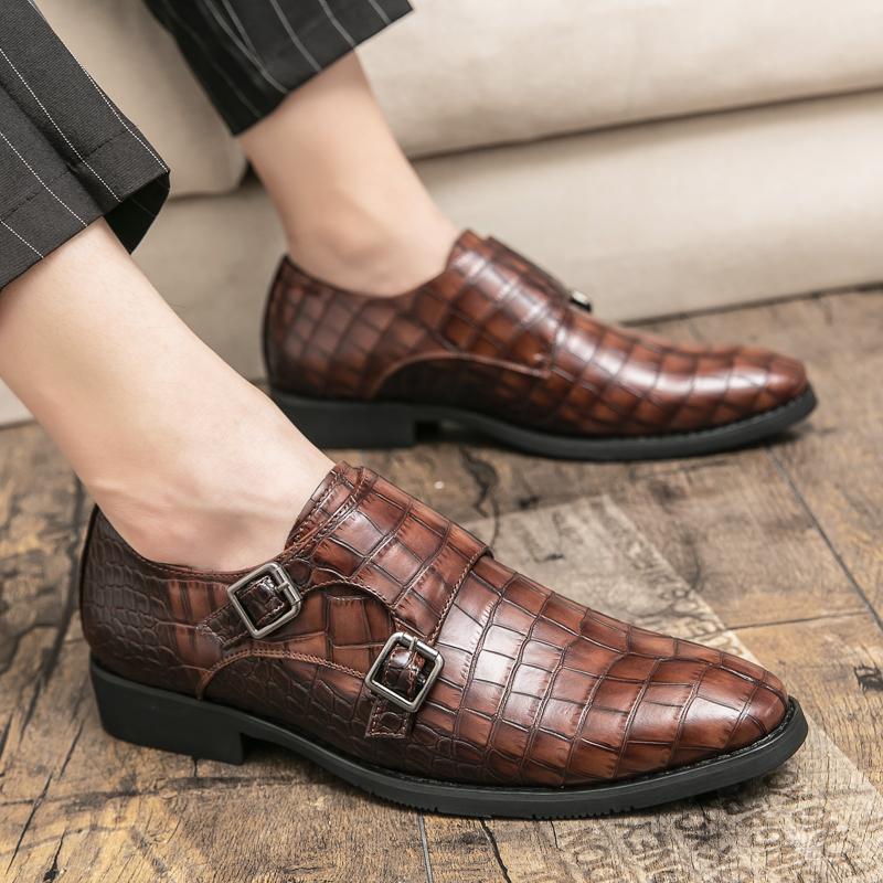 Leather Mens Loafers Handmade Designer Buckle Monk Strap Wedding Party Formal Casual Dress Driving Shoes Autumn Footwear for Men