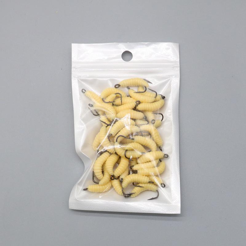 Bionic Mealworm & Maggot Soft Bait Set with Hook - 20mm, 0.45g
