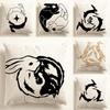 NNegative Space Rabbit Cushion Cover Nordic Style Natural Linen Pillow Cover Durable Washable Pillowcase for Home Bedroom Sofa