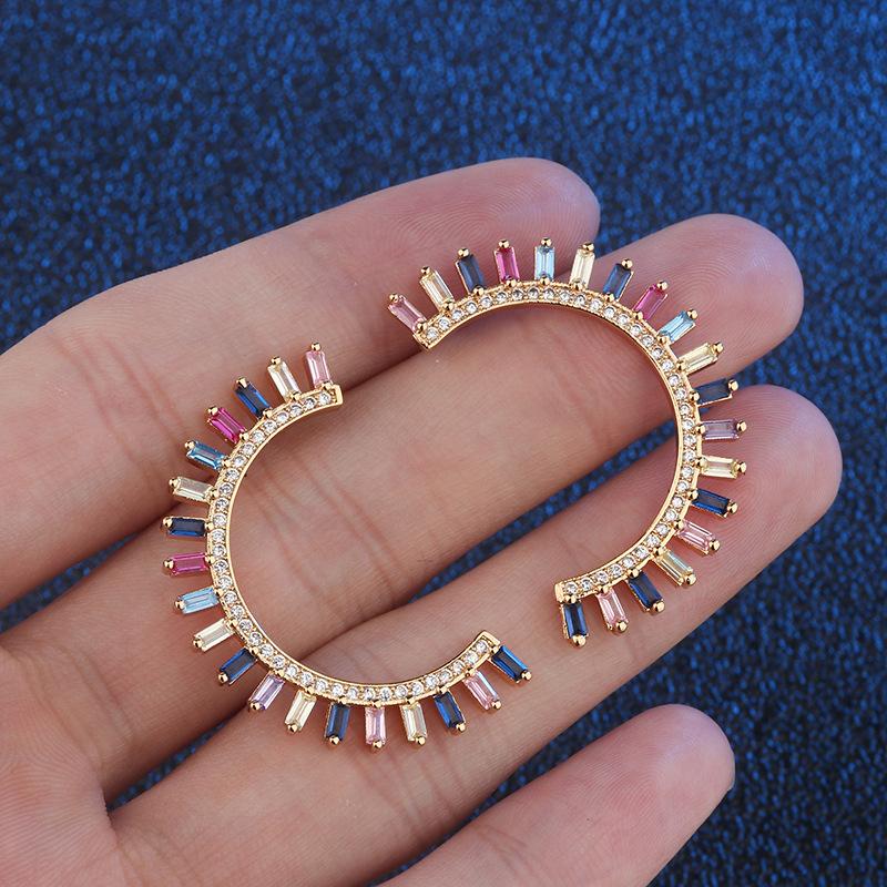 South American Jewelry Brazilian Glass Stone Color Matching Earrings Versatile Simple Geometric Zircon Earrings