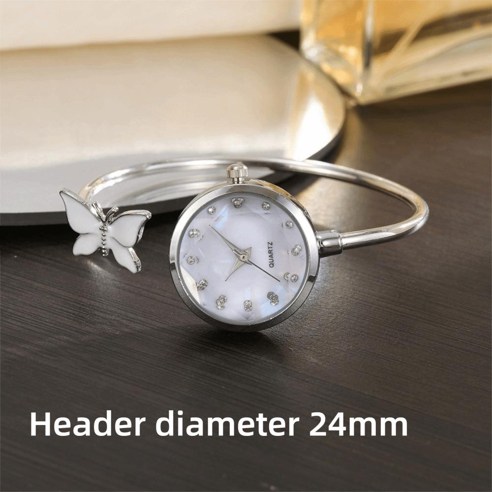 Quartz Movement Open Cuff Wristwatch Butterfly Motif Jewelry Bracelet Watch Fashion Gift