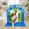 Cat Cleaning Accessories Wash Grooming Station, Self Groomer with Soft Rubbing Brushes, Helper Car Design Massage Scratcher for Indoor Cats Loose Fur
