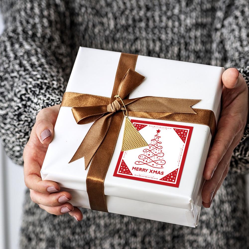 Christmas Square Sticker Gift Box Sealing Labels, Self-Adhesive Packaging Supplies