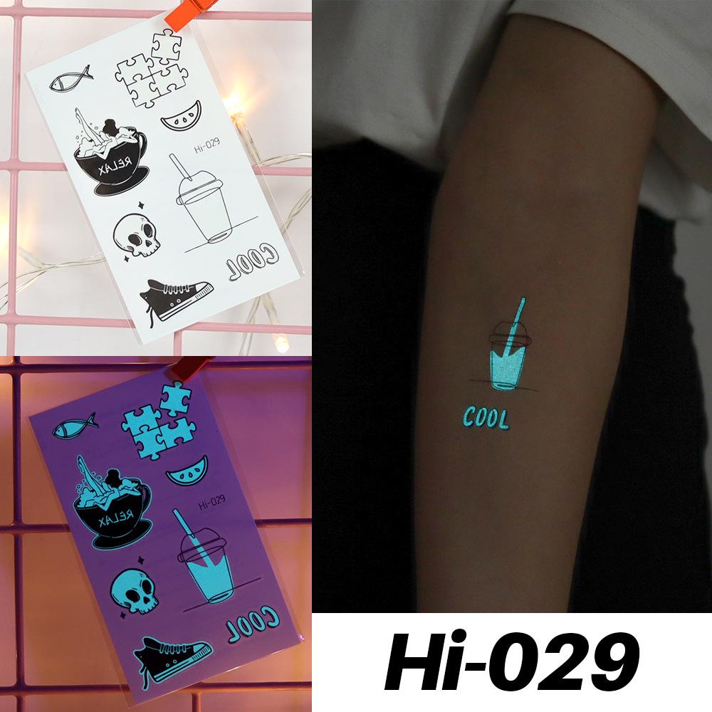 Waterproof Blue Luminous Tattoo Stickers: Snake & Butterfly Designs for Festivals