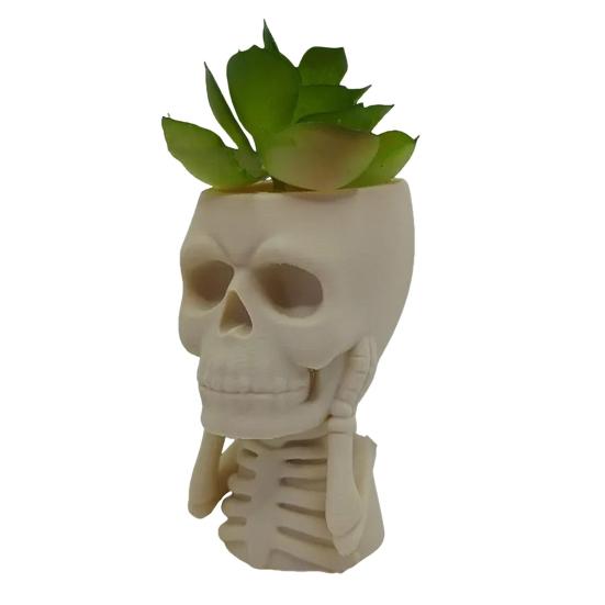 Halloween Skull Flower Pot No See Speak Hear Creepy Skull
