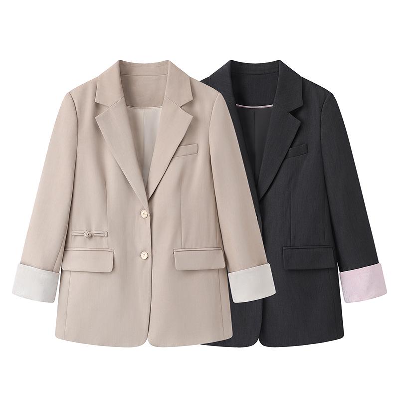 

Baijiahao Women s 2025 Spring Chinese Style Color Block Blazer S