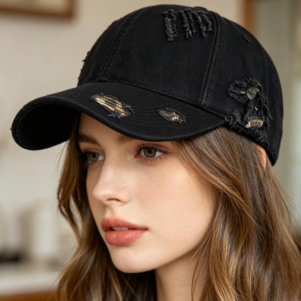 New Style Women's Vintage Distressed Baseball Cap Leopard Print Ripped Sun Hat Casual Streetwear Outdoor Cap