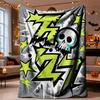 Halloween Soft Flannel Throw Blanket Green Skull Graffiti Cozy Napping HomeDecor