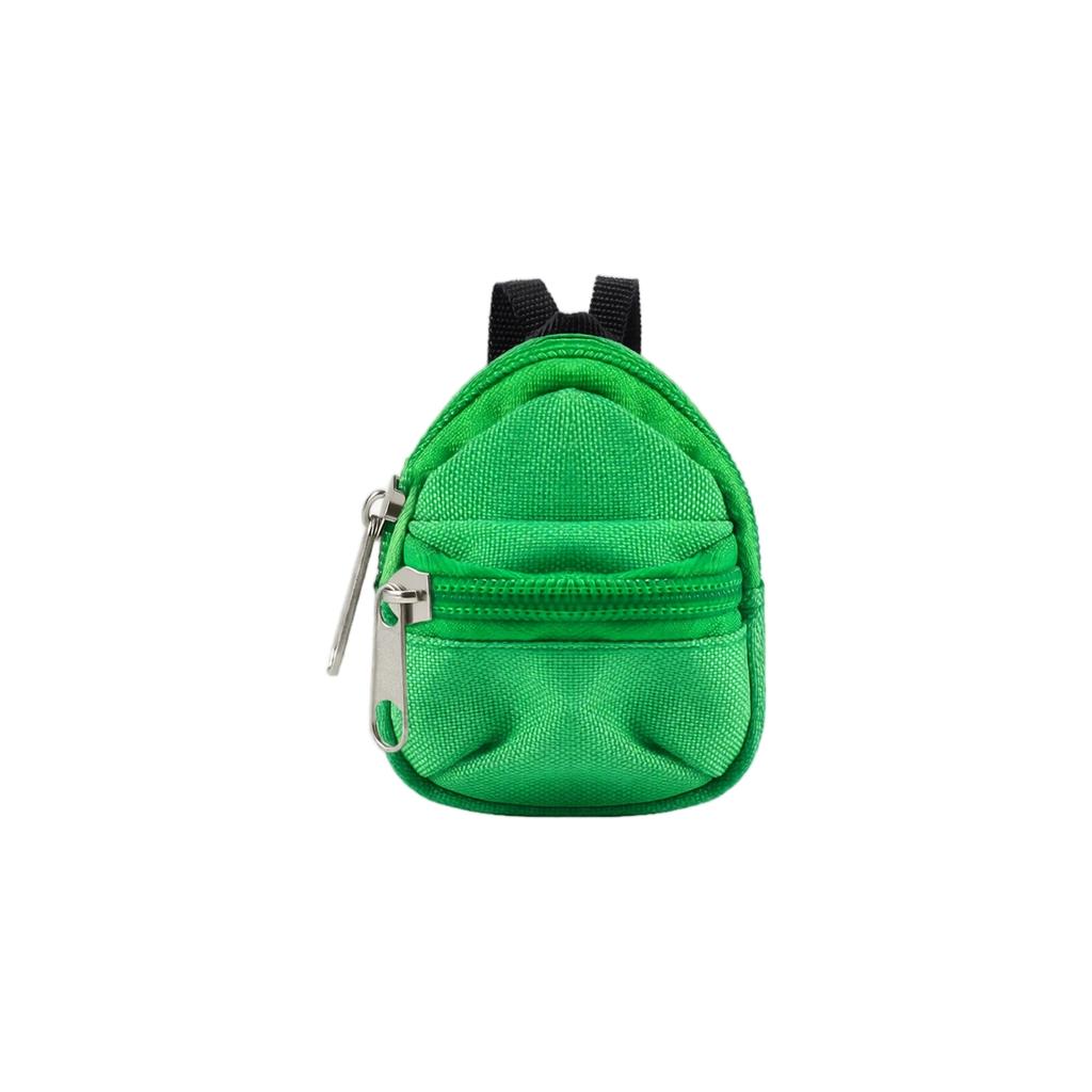 Mini Doll Backpack 8cm Fabric Double Layer Coin Purse Small School Bag Toy Accessory with Zipper Closure for Dolls