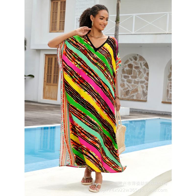 

Купальник-накидка больших размеров с пляжным принтом и рукавами «летучая мышь» для женщин One Size