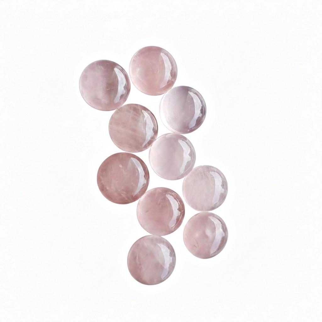 Cabochons Ronds en Quartz Rose, Cabochons en Pierre Précieuse de Quartz Rose Doux, Pierre Rose Polie, Fournitures pour la Fabrication de Bijoux