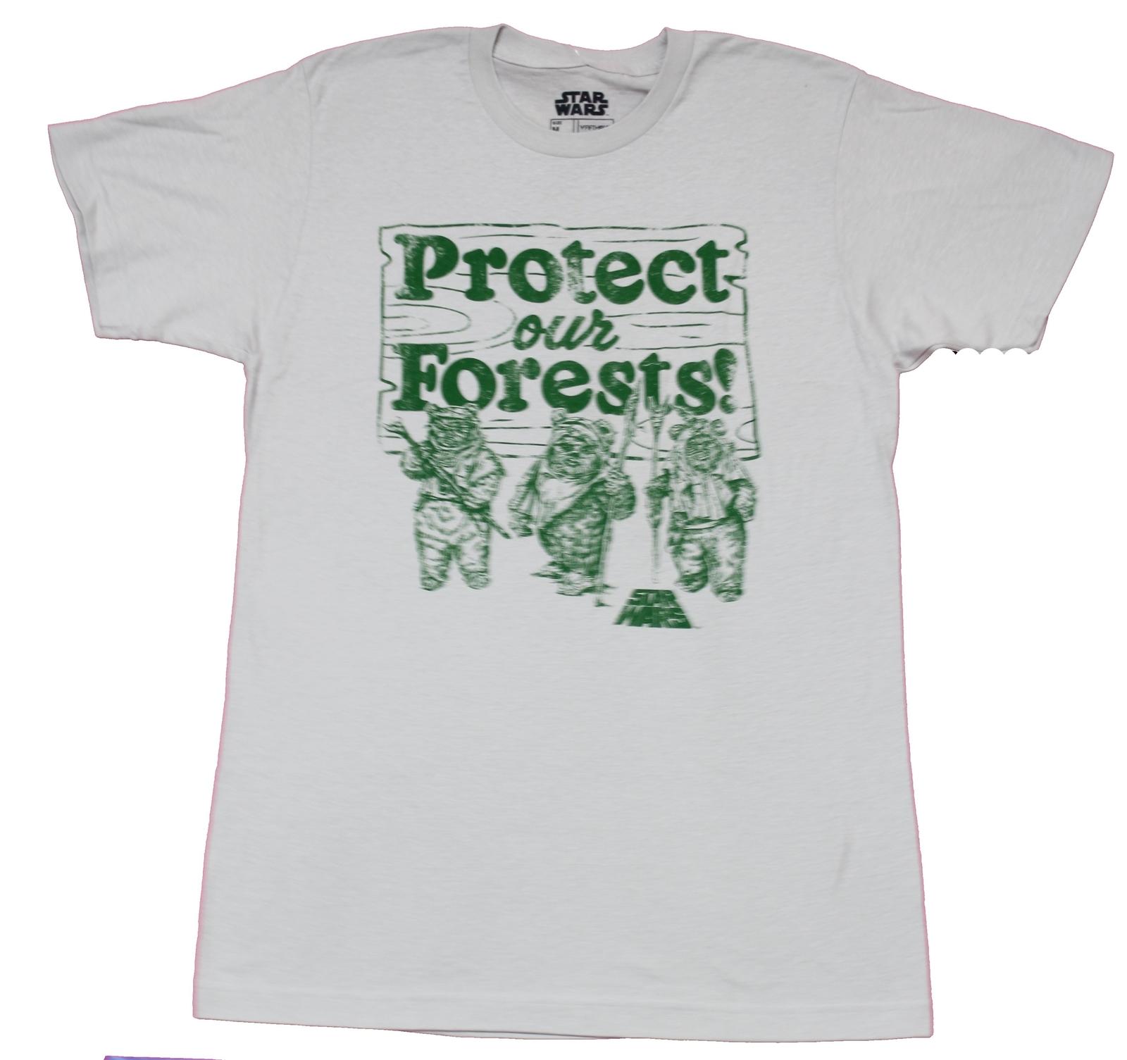 Star Wars Adult New T-Shirt - Protect Our Forests Ewoks Green Print L