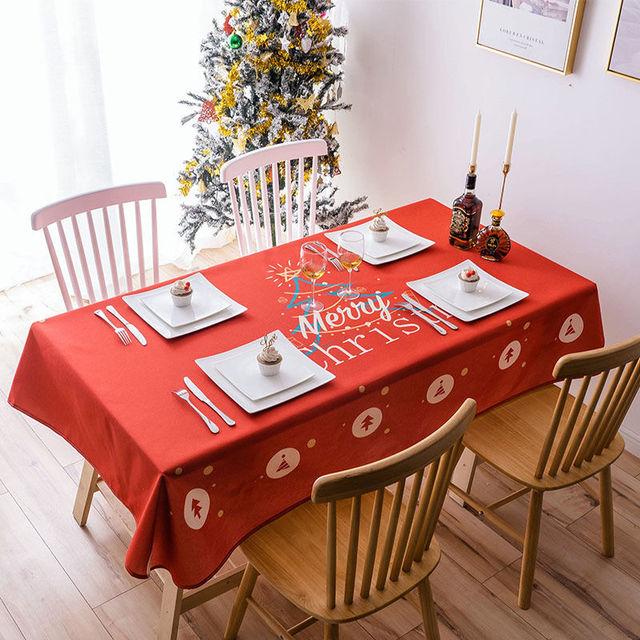 Nordic Ins Party New Year Tablecloth Red Tablecloth Waterproof /Antifouling Girl Heart Coffee Table Set Christmas Tablecloth