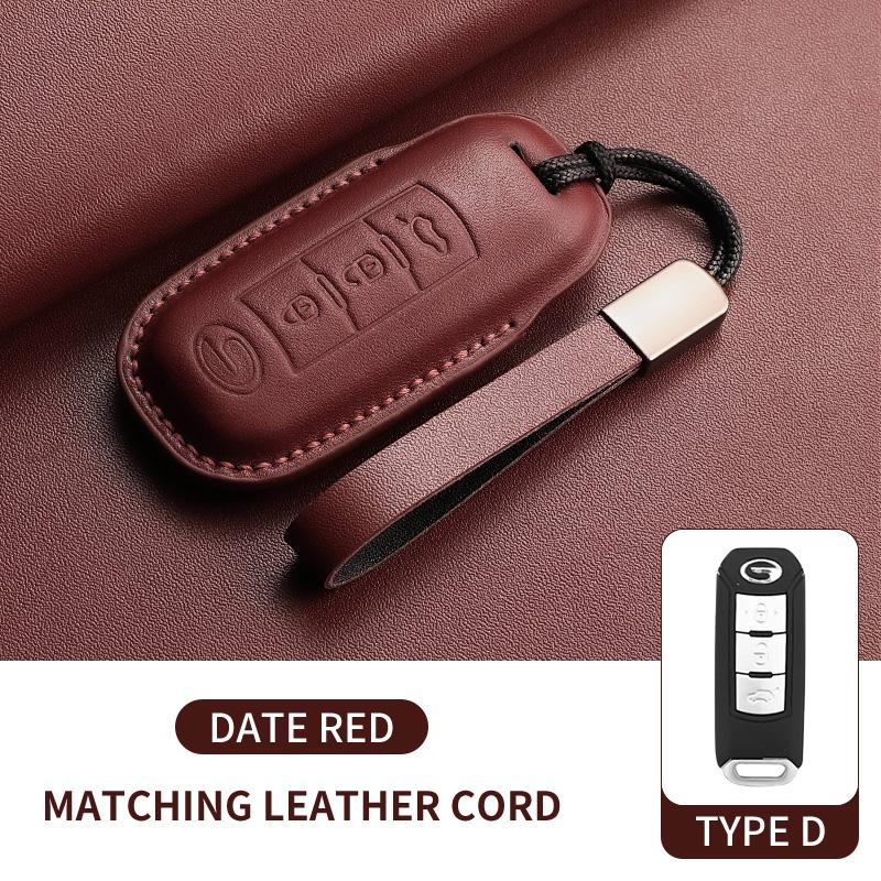 Leather Car Remote Key Case Cover for GAC Trumpchi GS3 GS4 GS5 GM8 GA3 GA4 GA6 SGS7 Empow J11 J12 J13 Car Key Fob Shell Keychain
