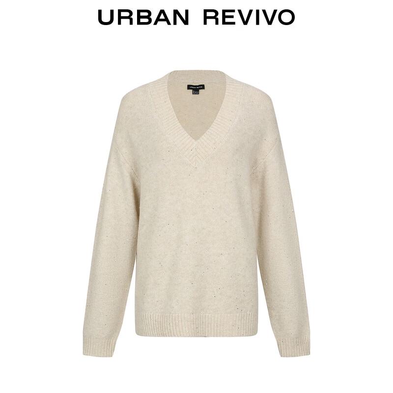 UR 2025 Women's Elegant V-Neck Sequin Knit Top