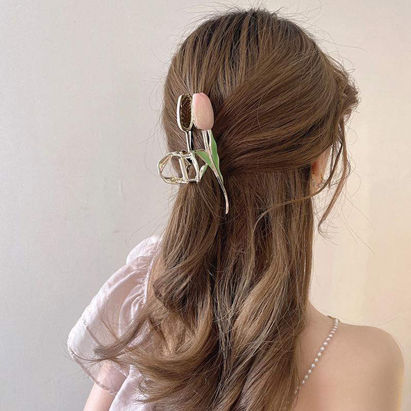 

1 Pcs Fashion Pink Tulip Flower Hair Claws For Women Girls Party Hair Accessories