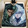 1 Stück Hunter X Hunter gemusterte Flanelldecke Geeignet für alle Jahreszeiten Für Heimdekoration Wärme und Komfort Geschenke Weihnachtsgeschenk
